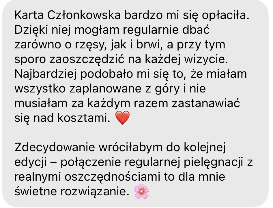 Opinia klientki Karty Członkowskiej 1.0